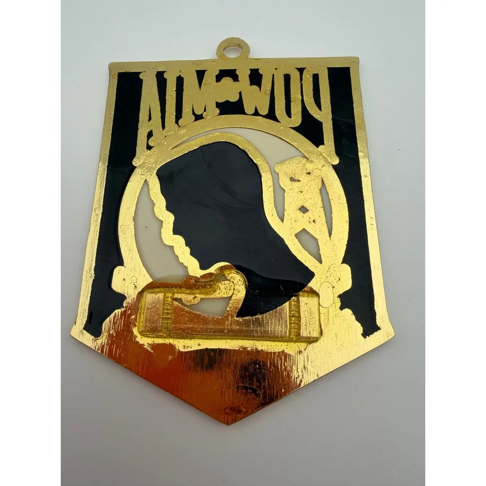 POW MIA You Are Not‎ Forgotten Christmas Ornament Gold Enamel Military Tribute